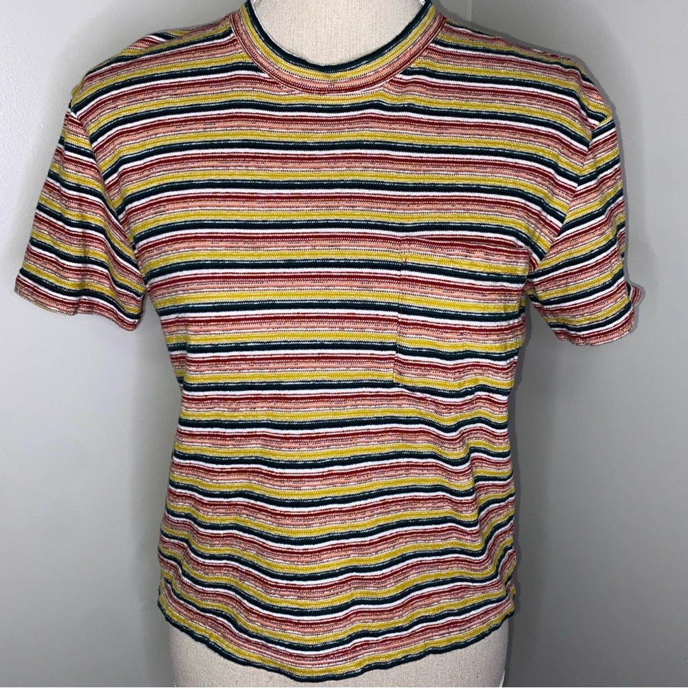 Madewell Textured Easy Crop striped retro tee shirt size XS